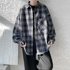 Spring Long Sleeved Shirt Men Fashion Retro Plaid Shirt Men Streetwear Loose Casual Shirt Mens Vintage Shirts Plus Size 5XL voguable
