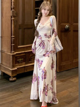 Elegant Print V-Neck Long Party Dress For Women French Autumn New Fashion Folds Long Sleeves Slim Dresses Female Casual Vestidos voguable