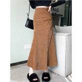 Irregular Pleated Skirt with Sweater in Autumn Winter New Chinese Women's Clothing Chinese Style Jacquard Fishtail Long Skirt voguable