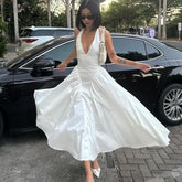 Ladies Summer Evening Party New Fashion Dress Women Sleeveless Backless V-Neck Sexy Maxi Dresses Night Clubwear Female Outfits