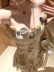 Voguable Sweet Floral Party Mini Dress Women Summer New Korean Printing Floral Y2k Dress Female Slim Chic Strap Beach Designer Dress 2024 voguable