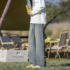 Men Classic Jeans Spring Loose Wide Leg Floor Length Elastic Waist Plus Size8XL Trendy Oversized Comfort Casual Fashion Hot sale voguable