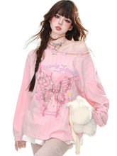 Streetwear Bufferfly T Shirt Women Loose Hollow Out Long Sleeve Vintage Tees American Sweet Casual Oversize Letter New Tops voguable