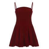 Red Strap Ruched Off-Shoulder Evening Party Dress mysite