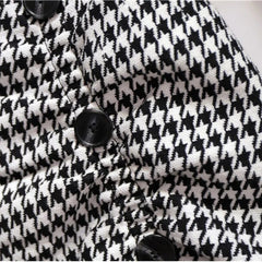 Trumpet Houndstooth Vintage High Waist Buttons Women's Skirt Korean Fashion Mermaid Mid-Calf Long Skirts For Women Spring voguable