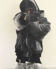 Vintage Washed Jacket Y2K Zipper Hoodie Mens Rock Hip Hop Retro Embroidery Oversized Hoodie Sweatshirt Zipper Jacket Coats