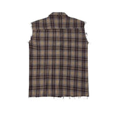 Voguable American Hip-hop Retro Vintage Plaid Sleeveless Vest Men Women Korean Style Summer Trend Street Lapel Work Vest Jacket Aesthetic voguable