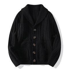 Korean Version Retro Hand-woven Twisted Twisted Sweater Men's Spring Autumn Thickened Sweater Lapel Cardigan Trendy Jacket Chic voguable