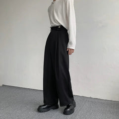 2023 New Black Suit Pants Men Fashion Social Mens Dress Pants Korean Loose Oversized Wide Leg Pants Mens Formal Trousers M-2XL voguable