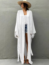 Voguable Women's Swimsuit Cover Up Beachwear With Belt Solid Oversize Outing Bohemian Holiday Summer Tunic Long Cardigan voguable