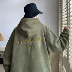 Voguable Men Hoodies Streetwear Vintage Embroidered Suede Hooded Sweatshirt High Quality Hoodie Luxury Brand Unisex Pullover Y2k Clothing voguable