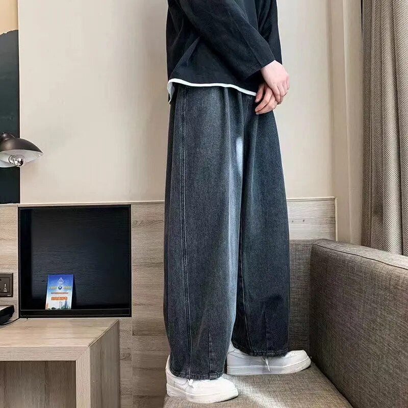 Streetwear  multi-pocket jeans cargo pantsLoose Plus Size Wide Leg Pants Japanese Harajuku Casual Denim Pants Men Clothing voguable