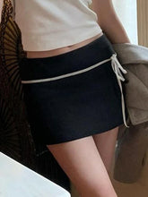 Voguable Bow Ribbon Stitching Mini Skirts Coquette Outfits Low Waist Elastic Short Skirts Y2K Aesthetic Fairycore Korean New voguable