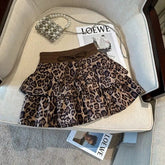 American Leopard Print Women Fluffy Skirts Y2K Summer High Waist Ruffles Mini Skirts Fashion Sweet Preppy All Match A Line Skirt voguable