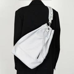 2025 New Women Y2k Aesthetic Simple Shoulder Bag Nylon All Match Solid Handbags Trendy Vintage Drawstring Crossbody Bags Trendy voguable