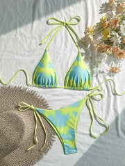 Voguable Sexy Laced Up Gradient Bikini Women Split Swimsuit Beach Vacation Bikini New All Season Backless Bikinis 2 Piece Set voguable