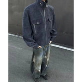 Street Zipper Jacket High-end Handsome Stand-up Collar Coat American 2025 Retro Handsome Work Jacket Loose Top Urban voguable