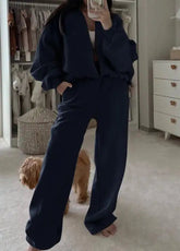 Voguable Autumn/Winter New Women's Fashion Elegant Style Versatile Coat Pants Two Piece Set Women's Clothing voguable