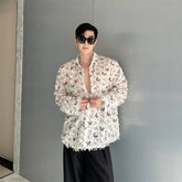 Voguable Korean Tassel Design Long Sleeve Shirts Men's Elegant 2024 New Butterfly Printed Loose Fashion Tops voguable