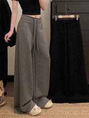 Voguable Y2K Flared Pants Women Drawstring Casual Micro Flare Lazy Drape Floor Pants Autumn voguable