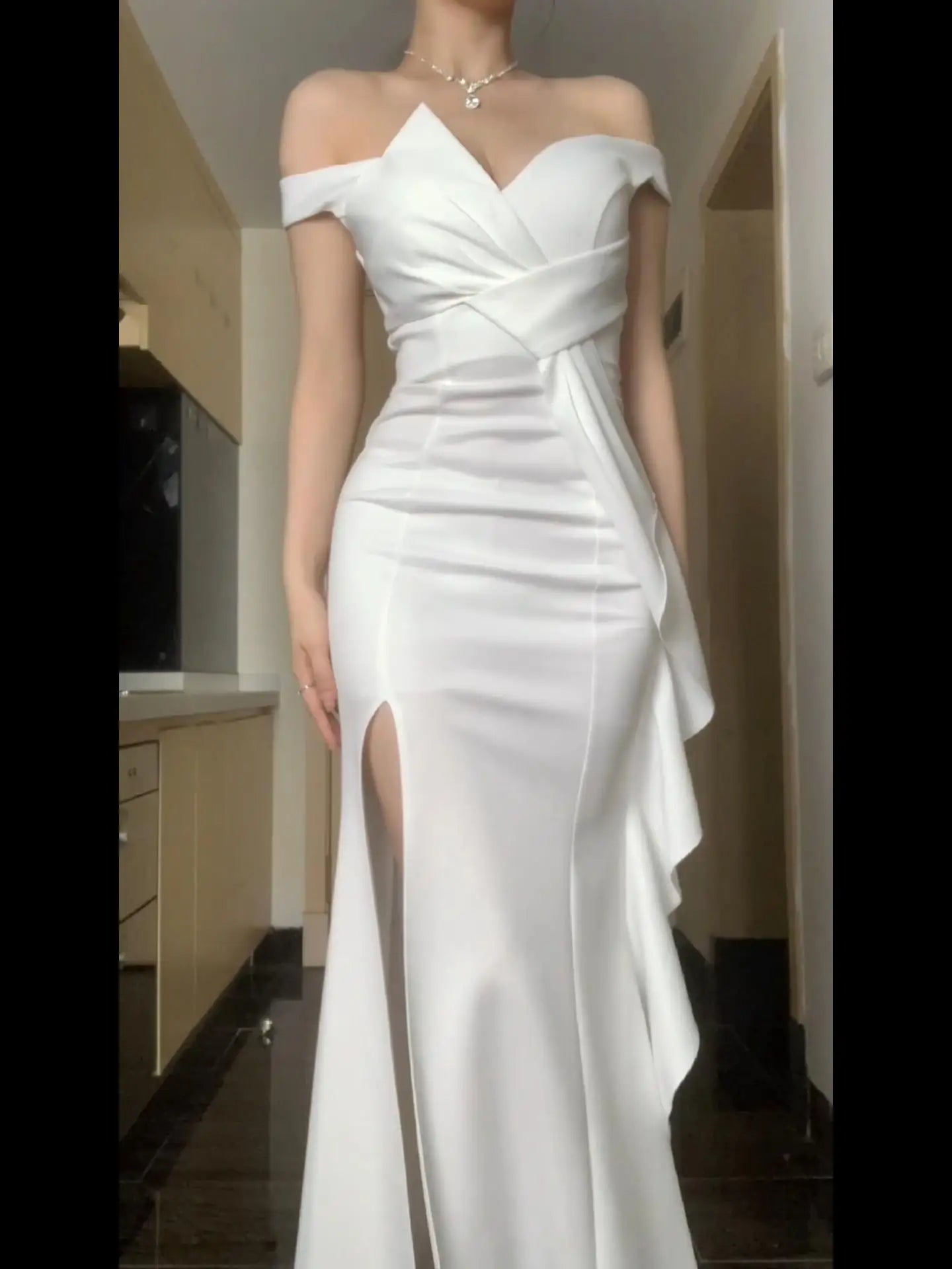 Voguable Summer Solid Color Strapless Elegant Sexy Evening Dress Women's Slim Fit Chiffon High Waist Luxury Sheath Formal Dresses voguable