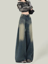 Women Streetwear Retro Jeans Loose High Waist Y2K Denim Pants Casual American Harajuku Fall Female Pockets Wide Leg Trousers New voguable