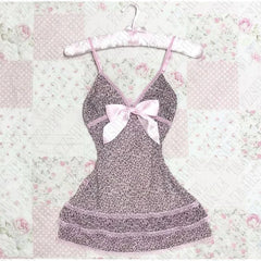 Streetwear Fashion Y2K Women's Dress vintage Aesthetic Hip Hop Casual Cute Pink Bow Lace Punk emo girl Slim V Neck Women's Dress voguable