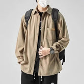 Fashionable and Comfortable Men's Loose Casual Shirt with Thick Long-Sleeve Corduroy, Versatile Top voguable