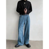 Straight Leg Loose Fit Washed Blue Patchwork Jeans Denim Casual Street Style Distressed Vintage Trend High Quality Jeans voguable
