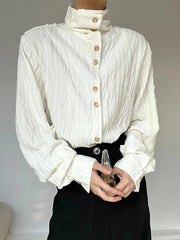 Vintage Stand Collar Y2K Shirt Women Loose Harajuku Long Sleeve Blouse Fall Retro American Streetwear Casual Bf Tops New voguable