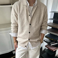 Japanese Retro Men's Cardigan Coats Light Luxury Knitted Lapel Long Sleeve Sweater Jacket Leisure Premium Quality Knitwear M-3XL voguable