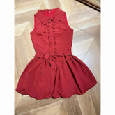 Voguable Lace Up Bud Preppy Style Sweet Dress Slim Short Ball Gown French Style Robe Ruched Elegant Casual Minority Soft Vestidos voguable