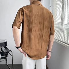 New Luxury Business Men Shirts Leisure Solid Color Short Sleeve Korean Popular Men's Clothing High Quality Cardigan Tops Summer voguable