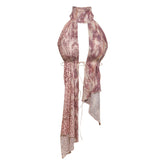 Elegant Leopard Print Backless Camisole Women Y2K Sexy Shirring Ruched Halter Sleeveless Party Summer Trend Slim Vest voguable