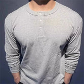 New American Fashion Men Henry Collar T-shirt Light Luxury Solid Color Long Sleeve Tops Leisure Light Business Basic Shirt M-3XL voguable