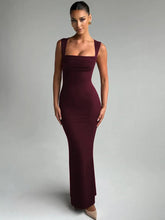 Square Collar Sleeveless Sexy Maxi Dress For Woman Fashion Spring Summer New High Waist Bodycon Club Party Long Dress voguable