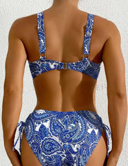 Voguable Drawstring Bikinis Strappy Swimsuit Women Sexy Printed Swimwear Female Bathers Swimming Bathing Swimming Swim Suit voguable