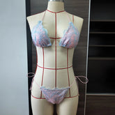 Voguable Sexy Backless Hollow Lace Bikinis Patchwork Swimsuit Women Bathing Suits Bandage Swimwear Mujer Beachwear Triangle Bikini Set voguable