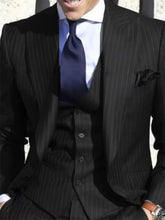 Voguable Elegant 3 Piece Wedding Party Wear Grooms Suit Engagement Men's Suits Striped Grey Suit (Jacket+Vest+Pants) voguable