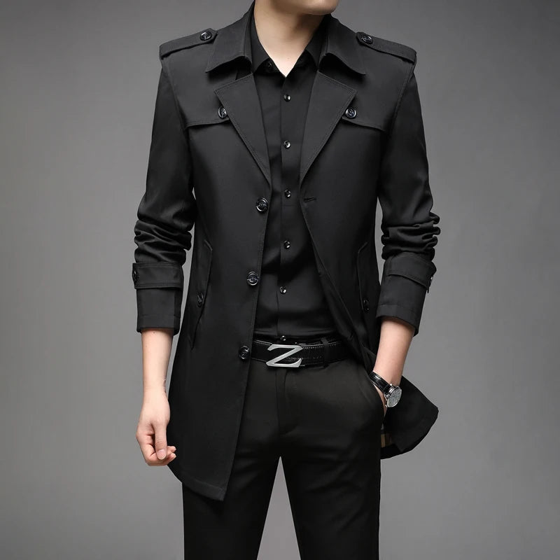 New Spring Men Trench Fashion England Style Long Trench Coats Mens Casual Outerwear Jackets Windbreaker Brand Mens Clothing 2022 voguable