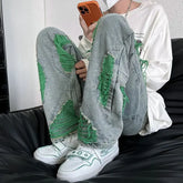 Voguable Trousers Straight Hip Hop Punk Jeans for Men Wide Leg Male Cowboy Pants Designer Washed Denim Clothes Y2k 2000s Korean Style Xs voguable