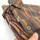 Voguable Summer New Japanese Retro Short-Sleeve Turn-down Collar Colored Stripes Shirt Men's 100% Cotton Washed Comfort Casual Blouses voguable