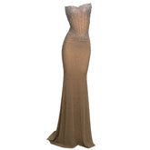 Diamonds Women's Strapless Dress Zipper Solid Color Sleeveless Backless Sheath Long Dresses Female 2025 Spring New voguable