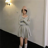 Black Lace Patchwork Dress Women Korean Chic Square Collar Long Sleeve Mini Dress Fall Fashion Preppy All-Match Bottoming Dress voguable