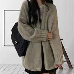 Oversized Open Front Knit Cardigan for Women Comfy Sweater Coat Female Open-front Duster Cardi Casual Chic Autumn Winter Outfit voguable