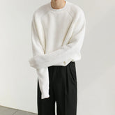 Autumn Clothing Men's Knitted Light Luxury Pullovers Sweater Casual Solid Color Vintage Loose O Neck Long Sleeve Knitwear New voguable