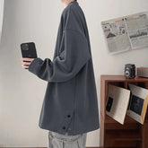 White Long Sleeved T-shirt Men Oversized Casual Round Neck T Shirt Men Streetwear Korean Loose Pleated T Shirt Mens Top M-3XL voguable