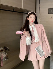 Voguable Japanese Student JK School Uniform Korean Fashion Sweet Blazers School Girls Uniform Sexy Kawaii Mini Pleated Skirt Uniform Y2k voguable