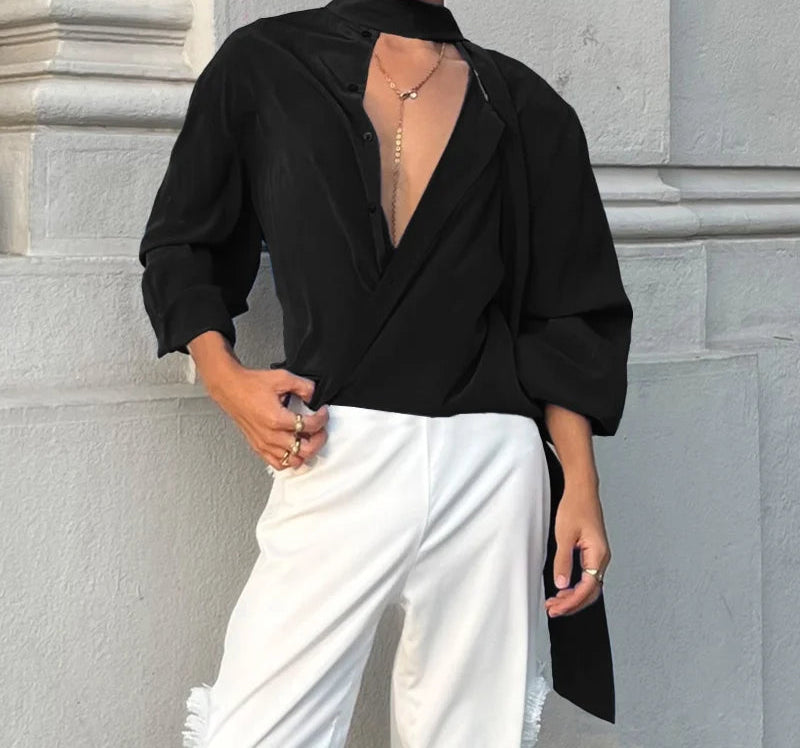 Fashion Men Shirt Solid Color Stand Collar Long Sleeve Male Shirt With Belt Streetwear 2025 Oversize Casual Men Clothing voguable