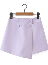 Voguable Vintage Sexy Double-breasted Button Short Women Blazer High Waist Irregular Shorts Short Pants Long Sleeve Suits 2 Pieces Set voguable